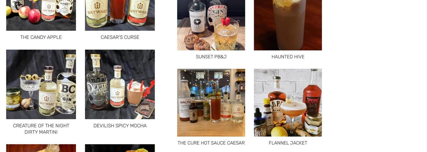 Wayward Distillery Menu