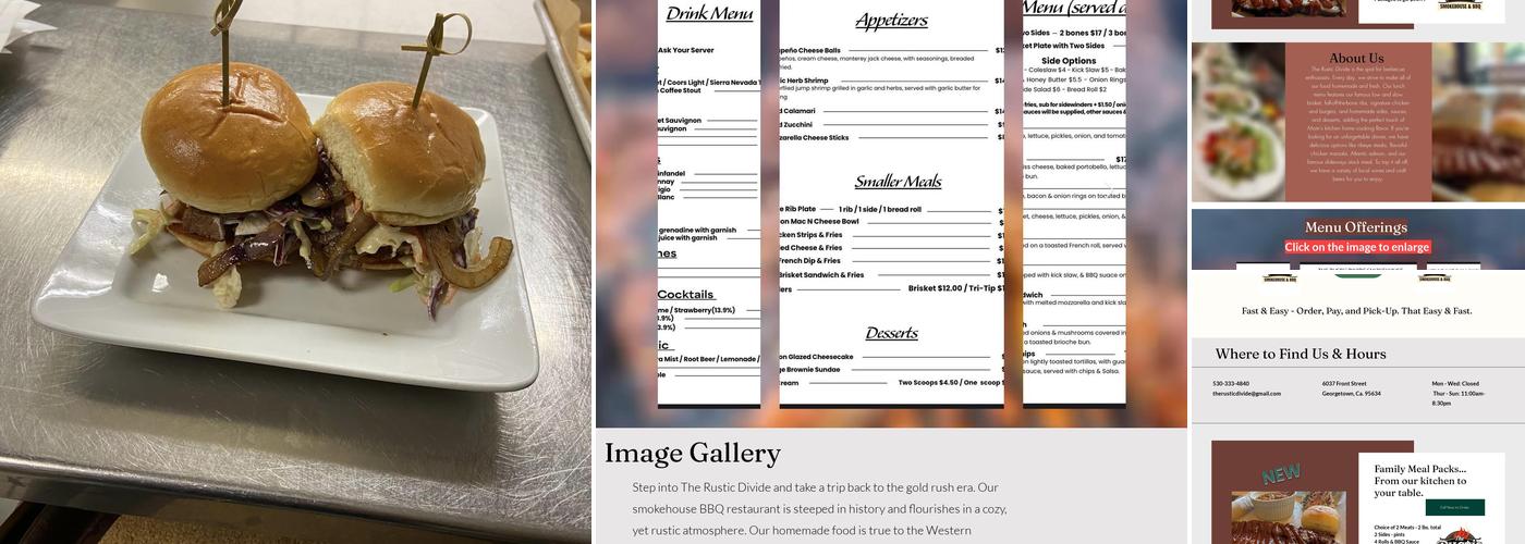 The Rustic Divide Restaurant Menu