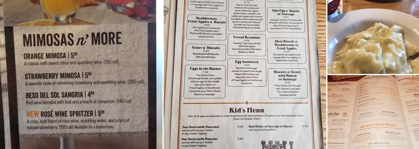 Cracker Barrel Old Country Store Menu