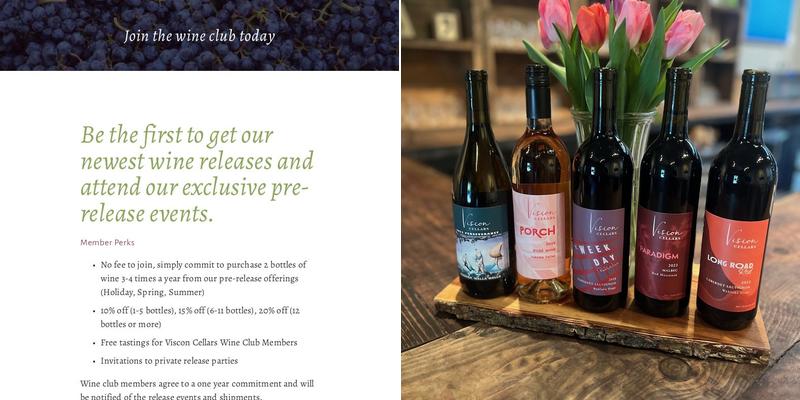 Viscon Cellars Menu
