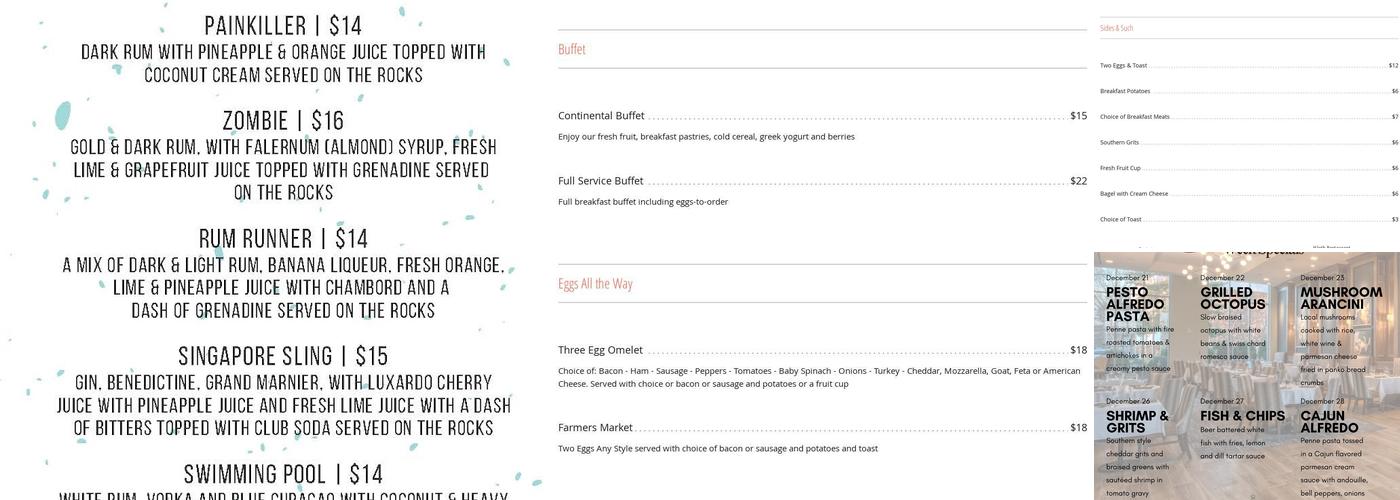 SkyBar Green Hills Menu