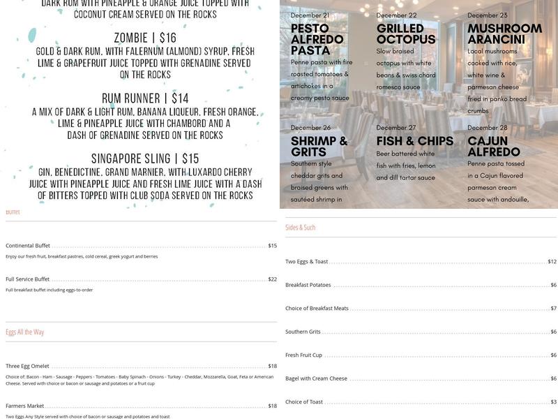 SkyBar Green Hills Menu