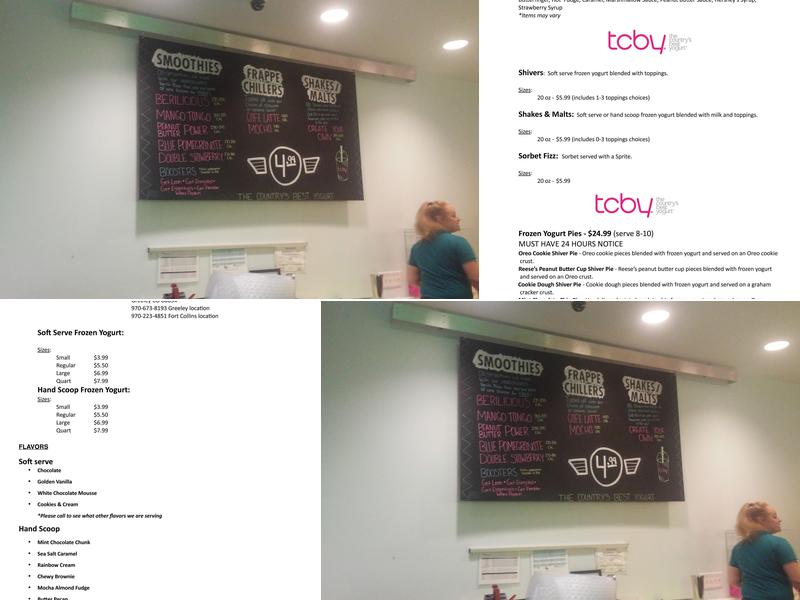 TCBY Menu