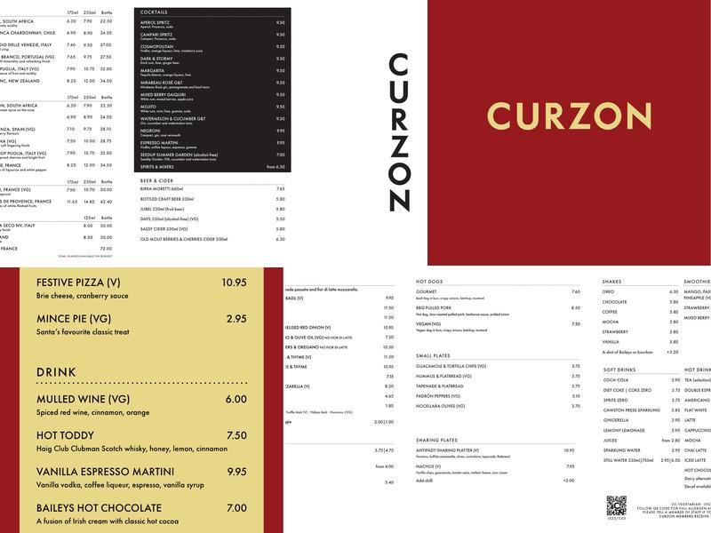 Curzon Victoria Menu