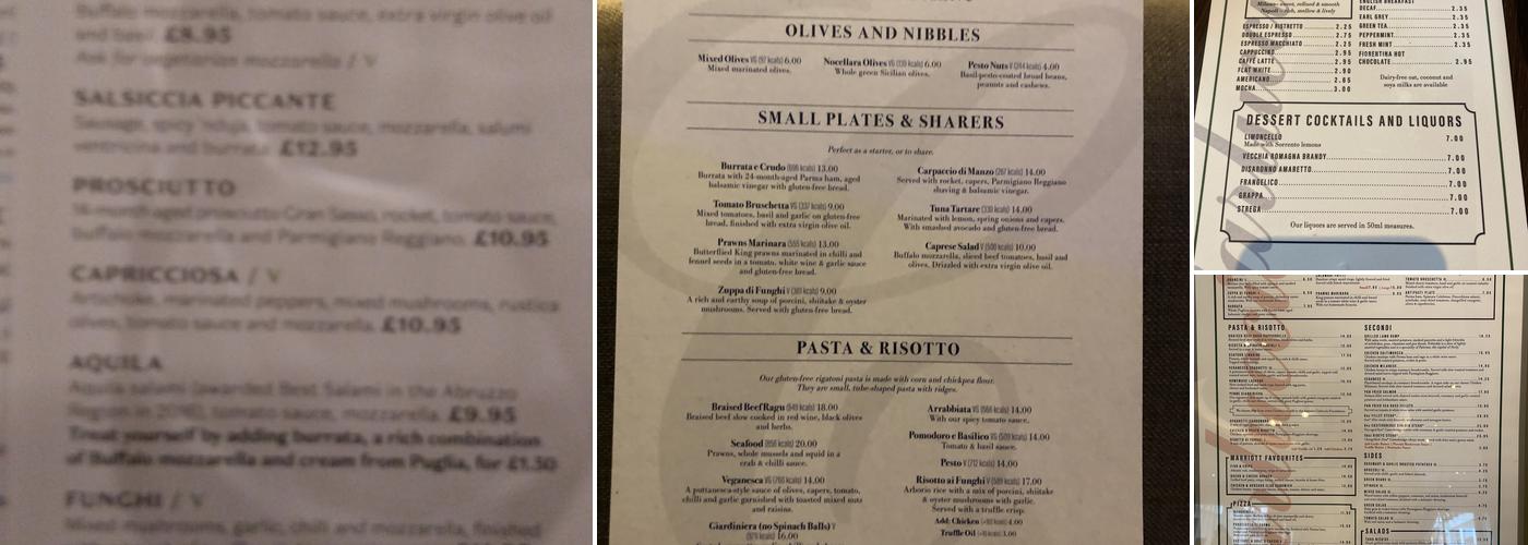 Carluccio's - Marriott Regents Park Menu