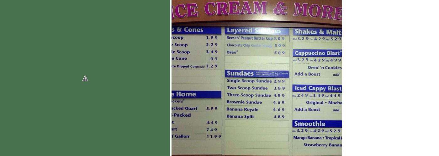 Baskin-Robbins Menu