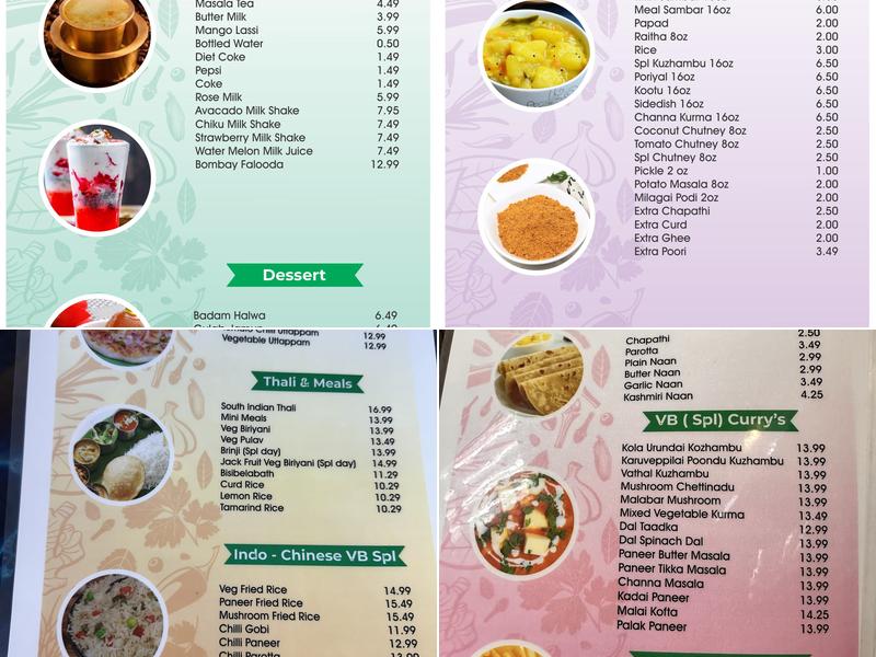 Vasantha Bhavan Menu