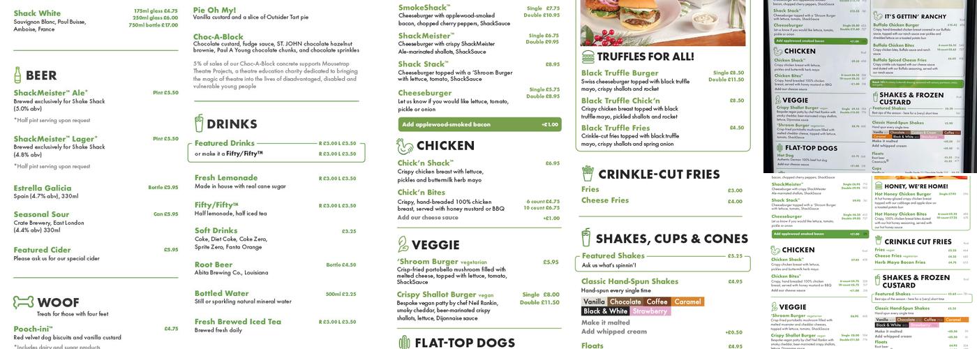 Shake Shack Leicester Square Menu