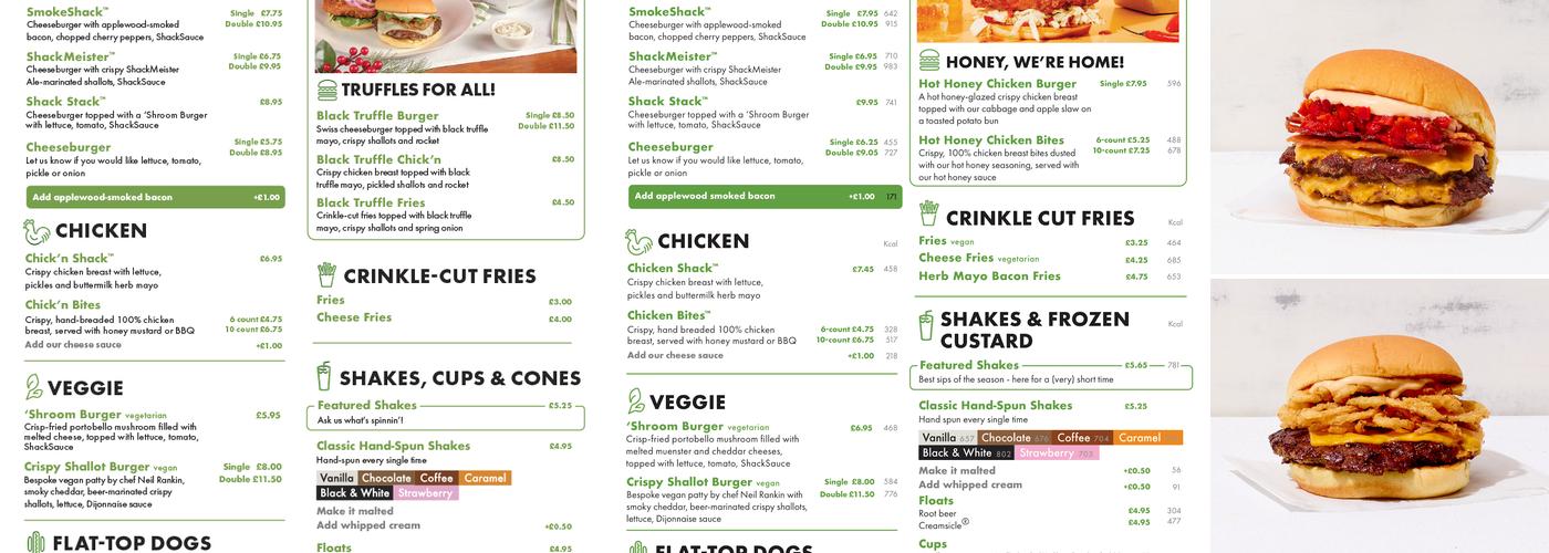 Shake Shack Covent Garden Menu