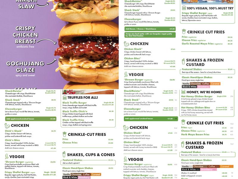 Shake Shack Tottenham Court Road Menu