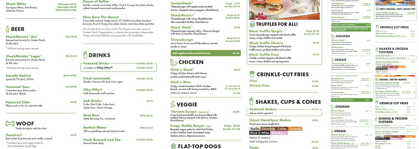 Shake Shack Victoria Nova Menu