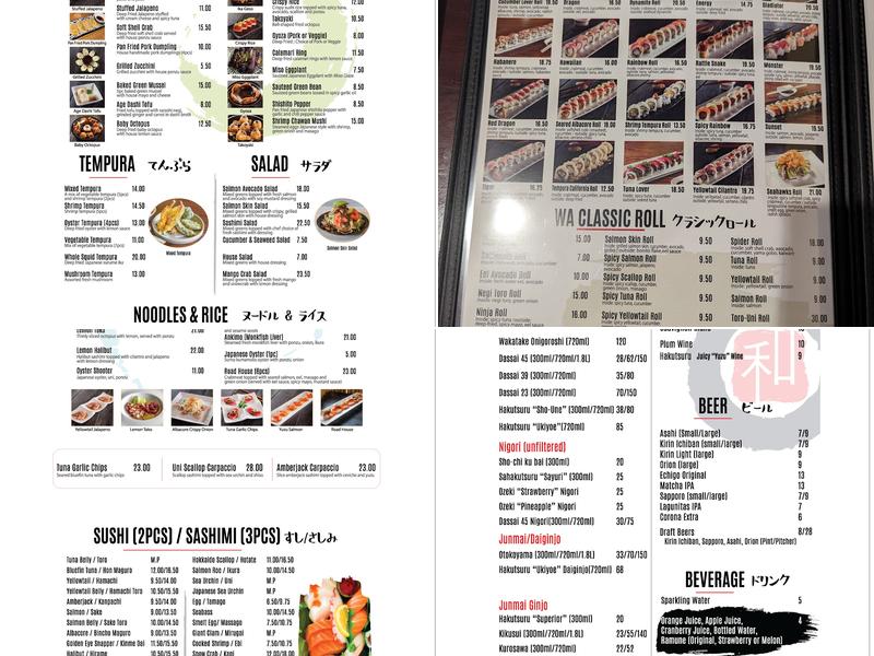 Wa Izakaya - SGV Menu