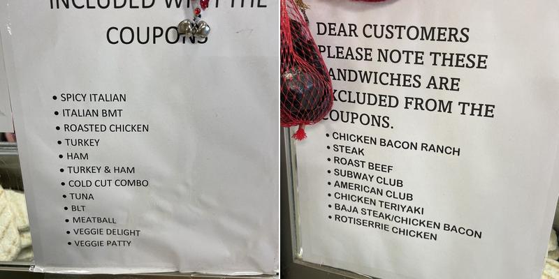 Subway Menu