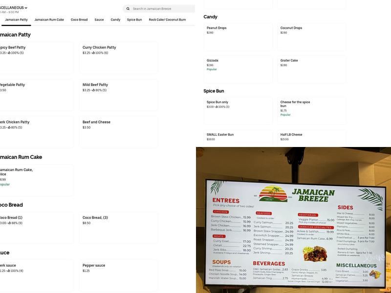 Jamaican Breeze VA Menu