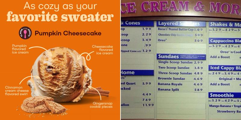 Baskin-Robbins Menu