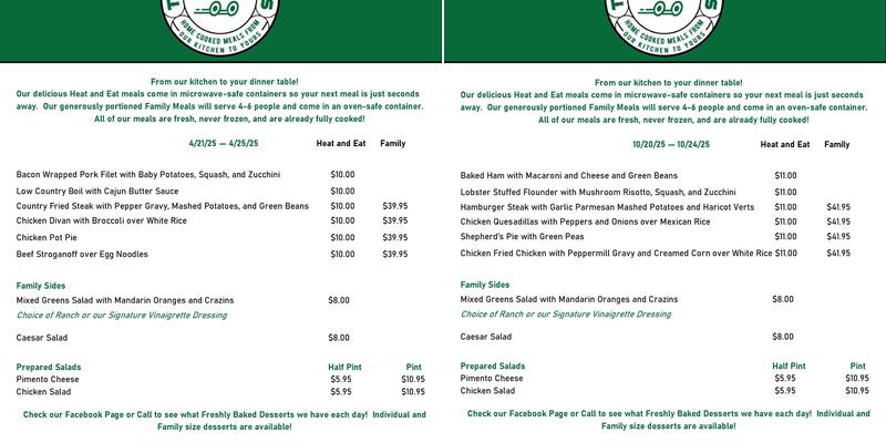 Holmes Catering & Events Menu