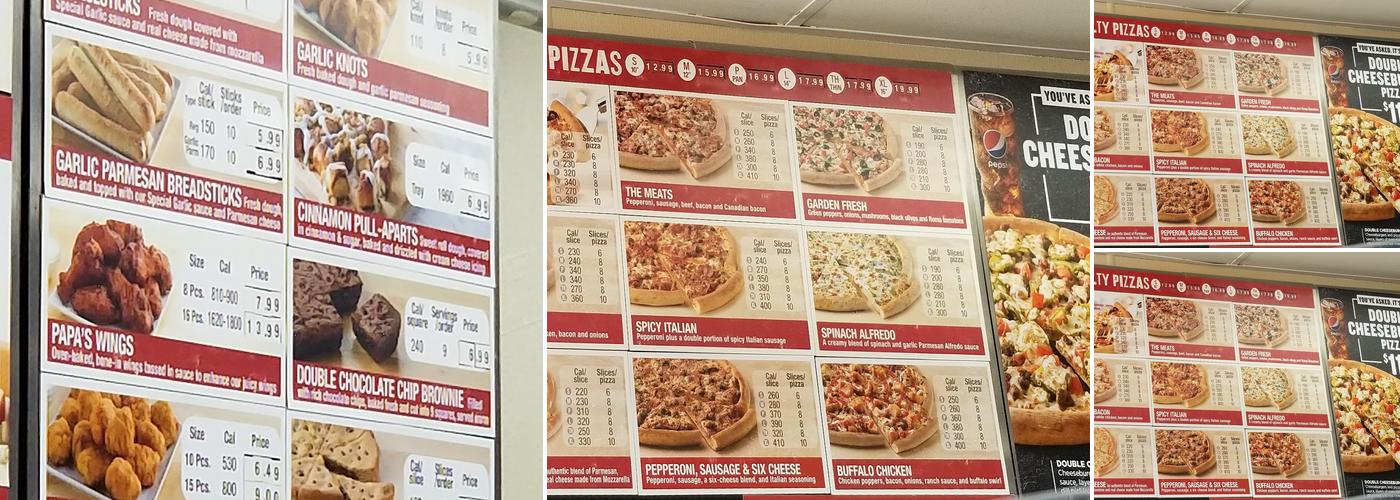 Papa Johns Pizza Menu