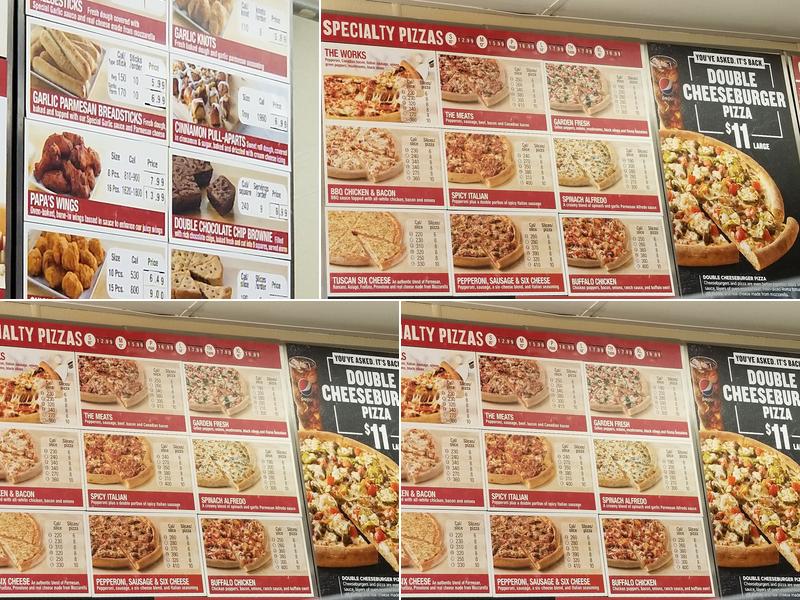 Papa Johns Pizza Menu