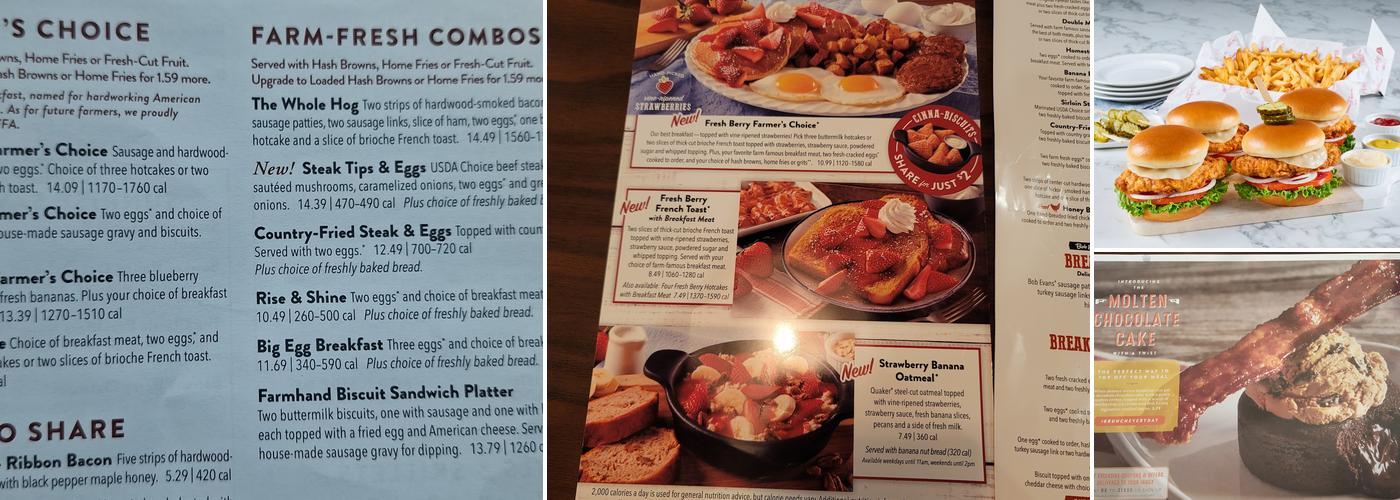 Bob Evans Menu