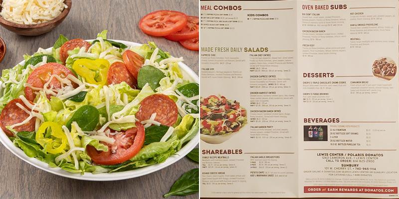 Donatos Pizza Menu