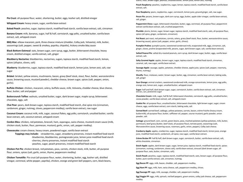 Grapefruit & Thyme Menu