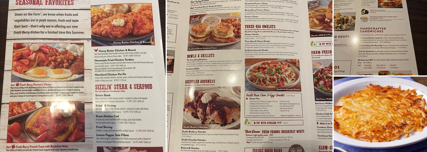 Bob Evans Menu