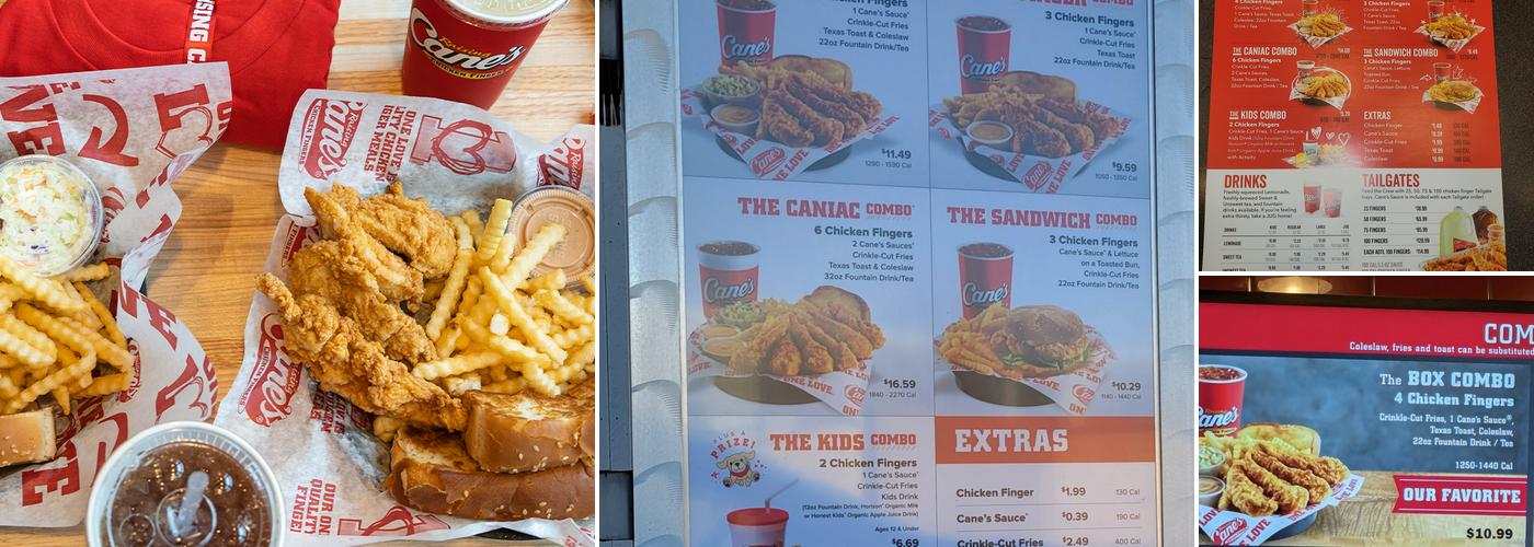 Raising Cane's Chicken Fingers Menu