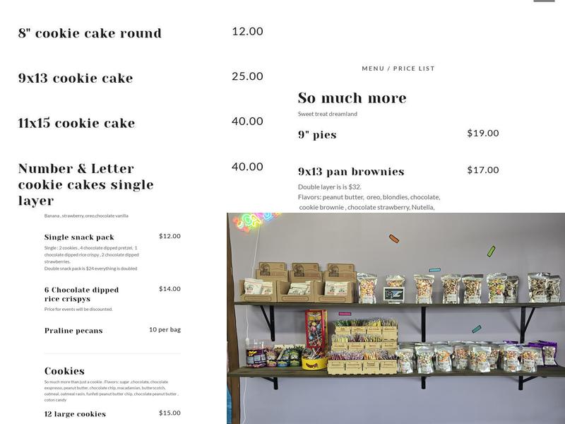 Freya Cakes Menu