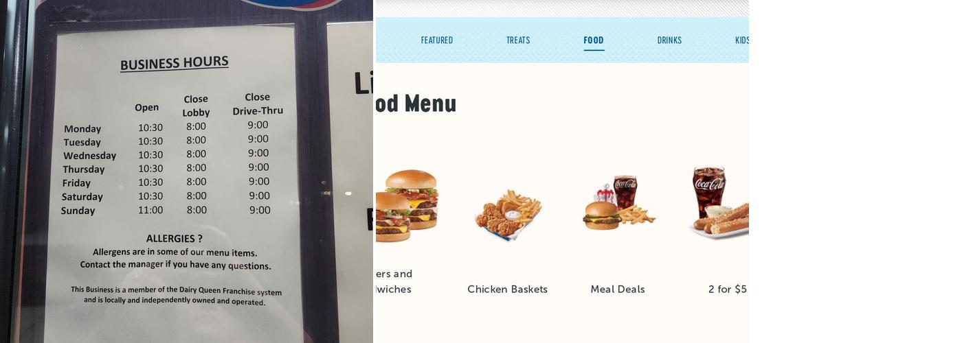 Dairy Queen Menu