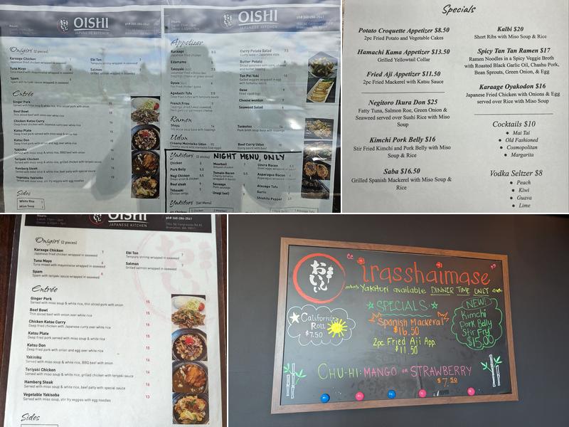 Oishi Japanese kitchen Menu