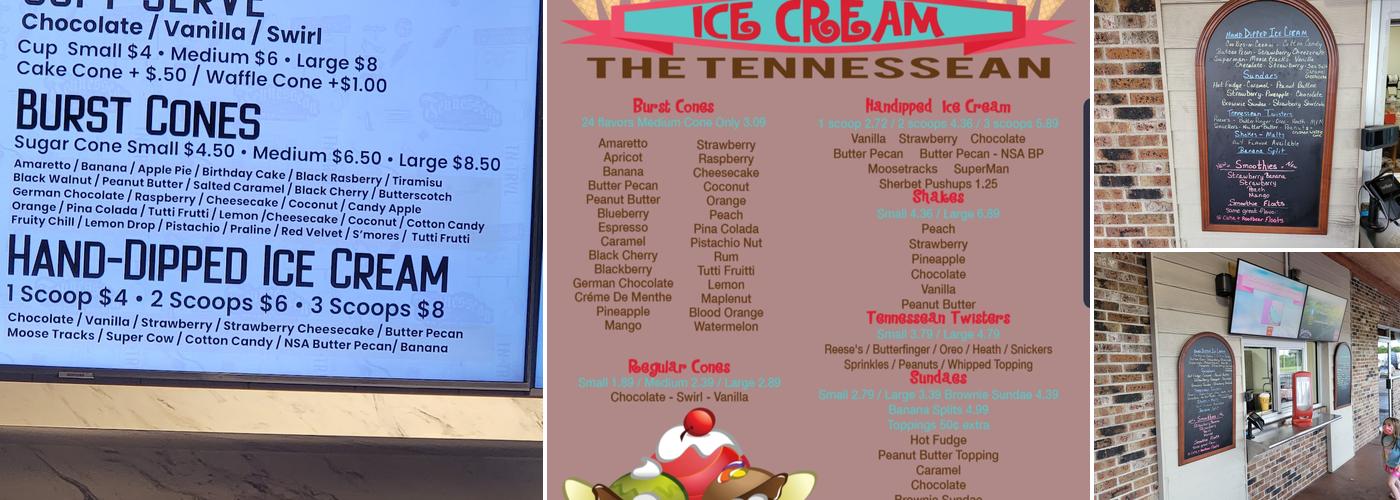 Ice Cream at The Tennessean Menu