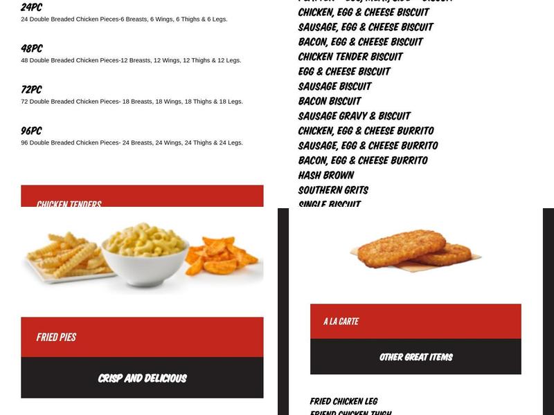 Raise The Roost Menu