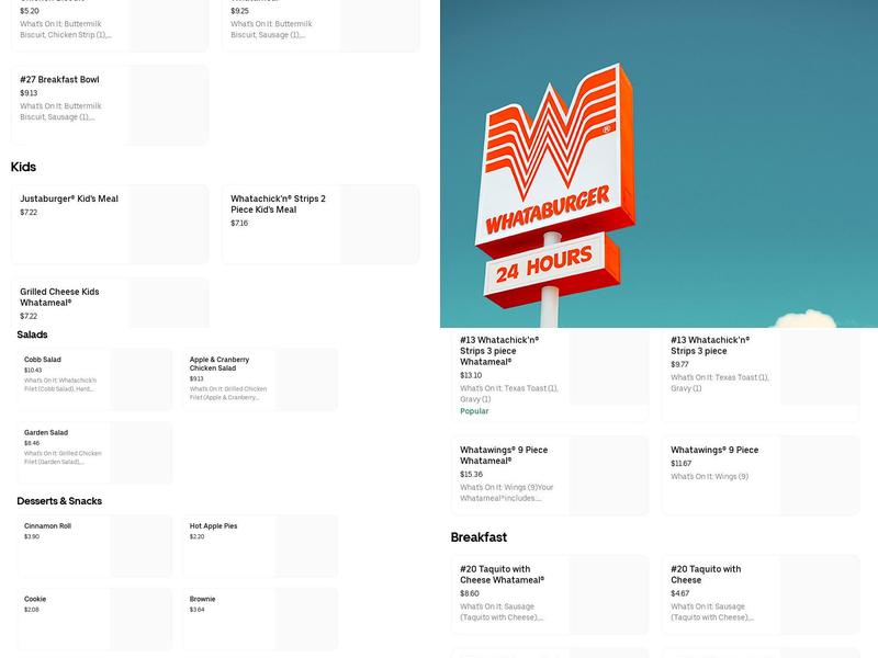 Whataburger Menu