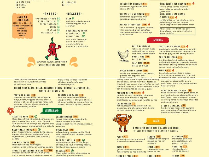 Picositos Restaurant Menu