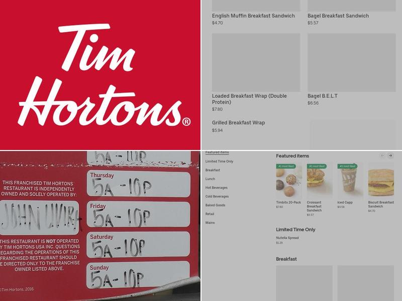 Tim Hortons Menu
