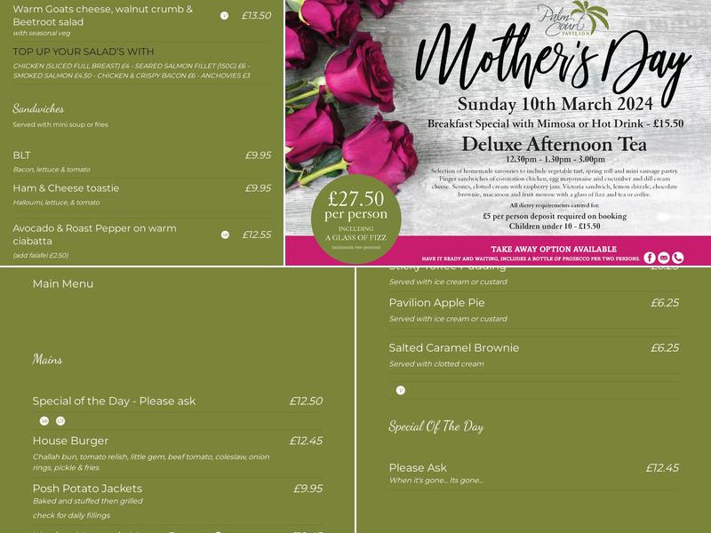 Palm Court Pavilion Menu