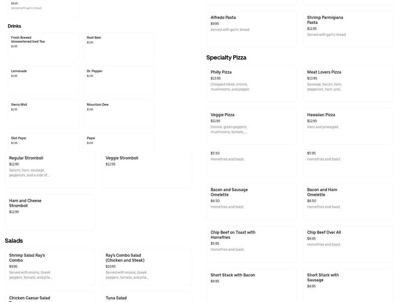 La Cabaña Mexican store Menu