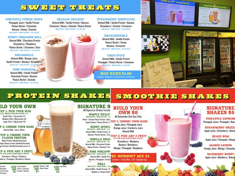 Pure Energy Nutrition - Shakes and Smoothies Menu