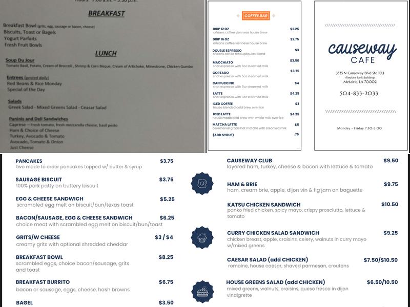 Causeway Cafe Menu
