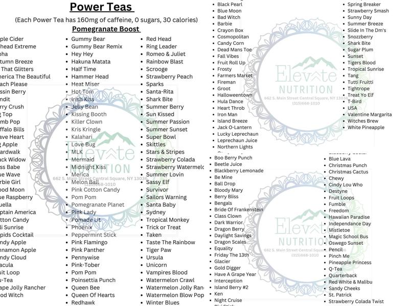 Elevate Nutrition Herbalife Menu