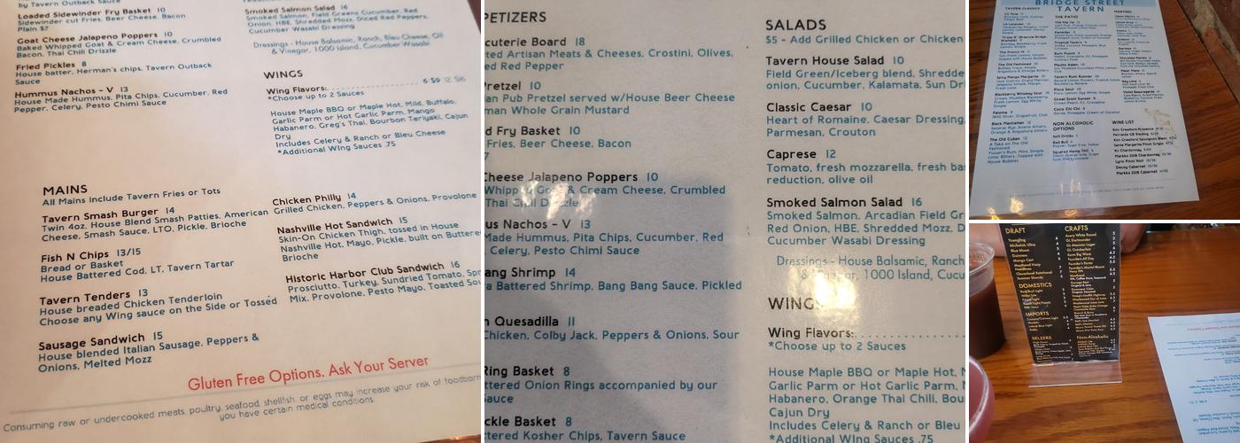 Bridge Street Tavern Menu