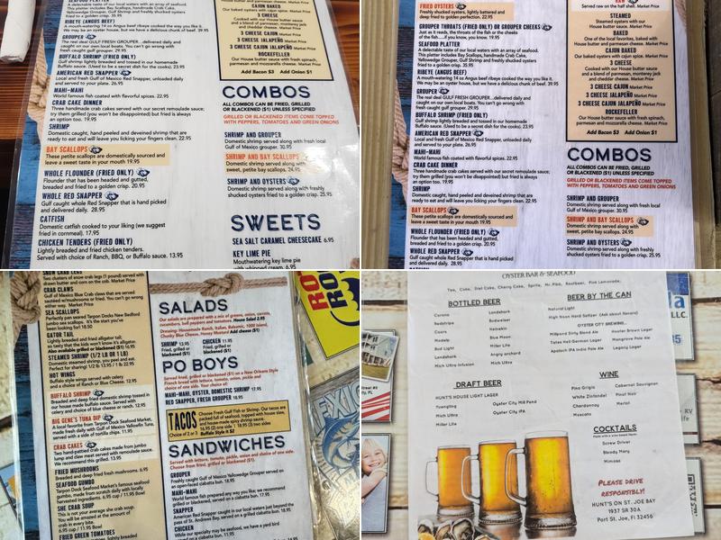 Hunt's on St Joe Bay Menu
