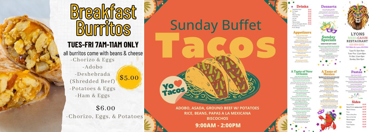 Lyons Mexi-Cajun Menu