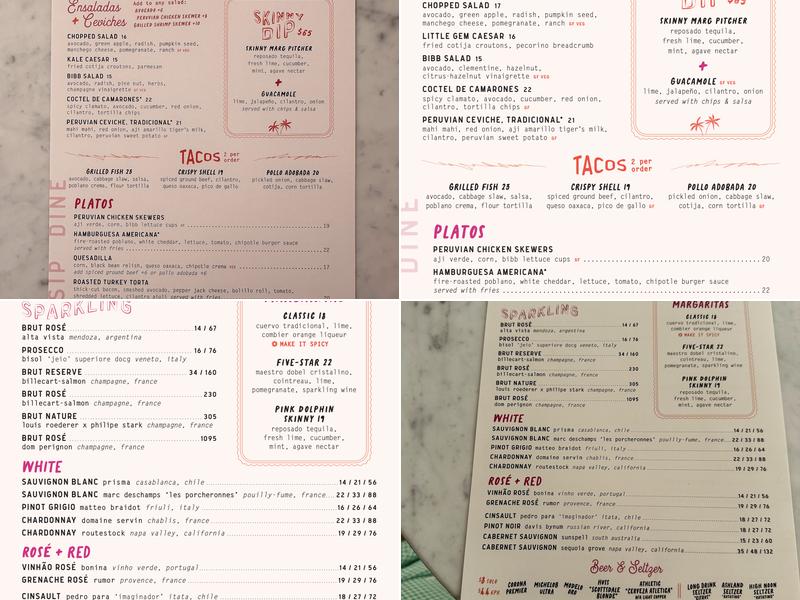 Pink Dolphin Menu