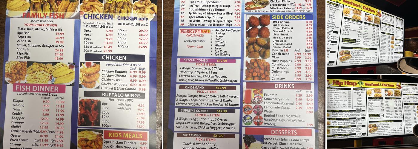 Hip hop seafood and chicken Menu