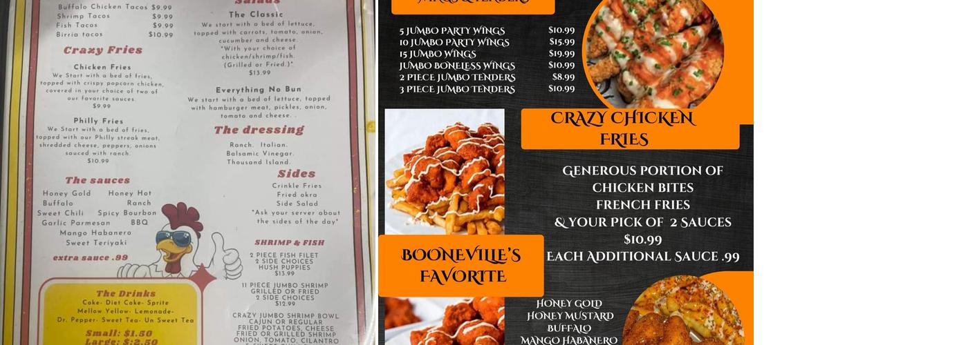 The Crazy Chicken Menu