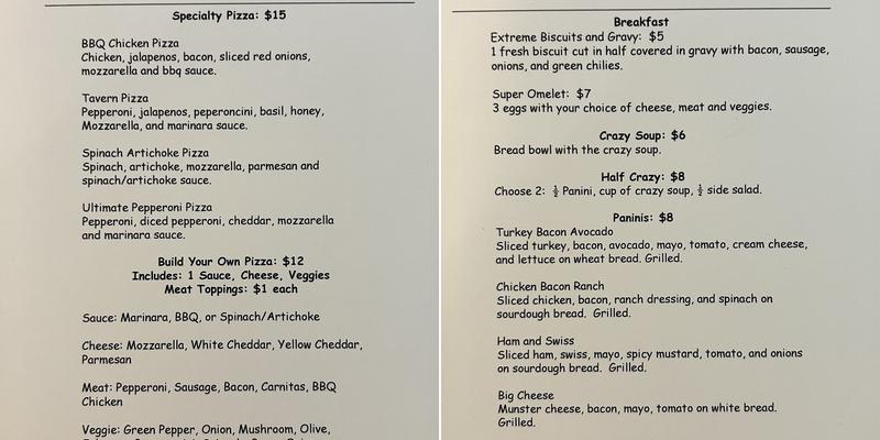 Crazy from scratch Menu