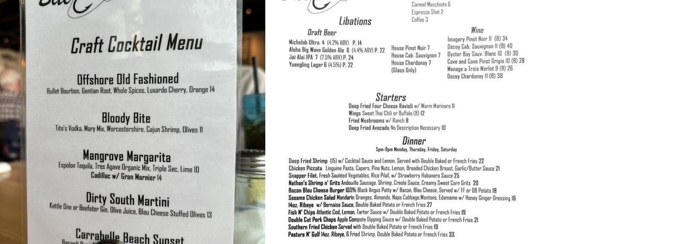 Evenin' Bite Menu