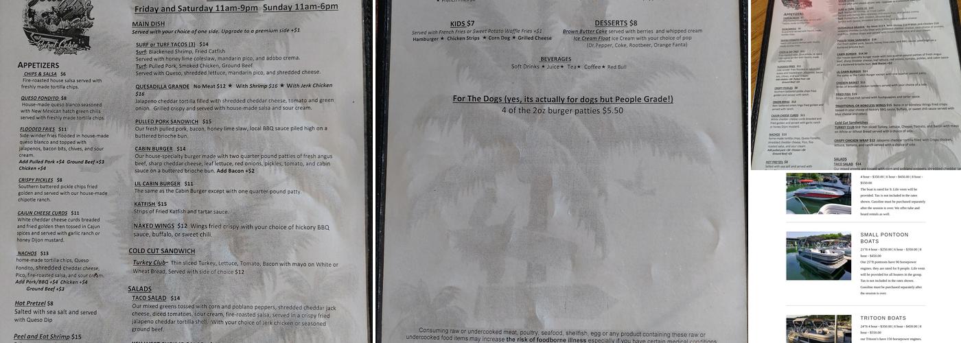 Boat Bar and Grill Menu