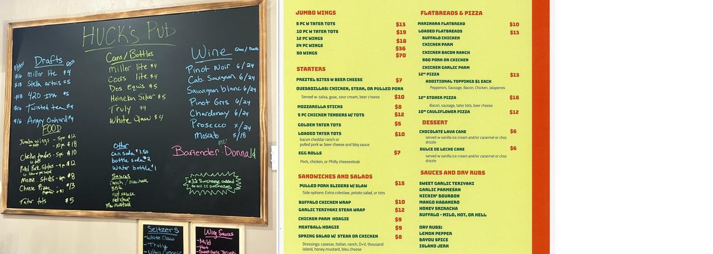 Huck's Pub Menu